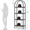 Modern Industrial Metal Wood Display Rack Bookcase with 4 Storage Shelves