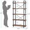 Modern Industrial 5-Shelf Bookcase with Sturdy Metal Frame and Wooden Shelves