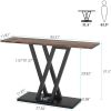Modern 43-inch Narrow Entryway Table with Brown Wood Top and Black Metal Frame