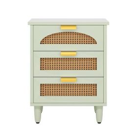 Retro Mid-Century Modern 3 Drawer Bedside Table Nightstand in Mint Green