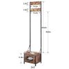 Modern Industrial Metal Wood Entryway Hall Tree Shoe Storage Bench Coat Rack