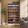 9 Tier White/Brown Wood Shoe Storage Cabinet, Holds Up To 45 Pairs
