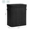 Black Bamboo Wood 26-Gal Laundry Hamper Basket w/ Removable Washable Cotton Bag