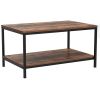Heavy Duty Industrial 2-Tier Coffee Table in Rustic Brown Wood Finish