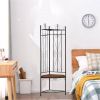 Black Metal Scrolling Corner Hall Tree Coat Rack Storage Bench