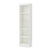5-Shelf Narrow Bookcase Storage Shelves in White Wood Finish
