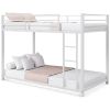 Twin over Twin Low Profile Modern Bunk Bed Frame in White Metal Finish