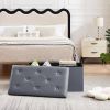 30-inch Light Grey Faux Leather Upholstered End of Bed Storage Bench Ottoman