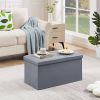 30-inch Light Grey Faux Leather Upholstered End of Bed Storage Bench Ottoman