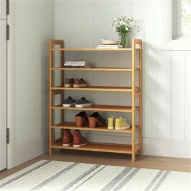 Solid Wood 6-Shelf Shoe Rack - Holds up to 24 Pair of Shoes