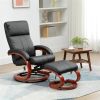 Adjustable Black Faux Leather Remote Massage Recliner Chair w/ Ottoman