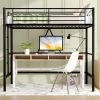 Twin size Black Metal Loft Bed Frame with Ladder - Space Saving Design