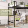 Twin size Black Metal Loft Bed Frame with Ladder - Space Saving Design