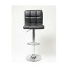 Set of 2 - Adjustable Height Bar Stool with Black Faux Leather Cushion Seat