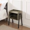 Modern Industrial Grey Wood Black Metal Side Table Nightstand End Table