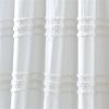 72-inch White Cotton Chenille Stripe Shower Curtain - Machine Washable
