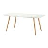 White Top Mid-Century Coffee Table with Solid Wood Legs
