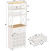 White/Natural Wine Bottle & Glass Rack Cabinet Bar Storage