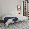 King size Modern Metal Canopy Bed Frame with Headboard and Footboard in White