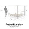 King size Modern Metal Canopy Bed Frame with Headboard and Footboard in White