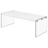 White Modern Rectangular Coffee Table with Tempered Glass Legs