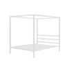 Queen size Modern White Metal Canopy Bed - No Box-Springs Required