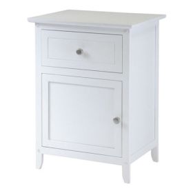 White 1-Drawer Bedroom Bedside Table Cabinet Nightstand End Table