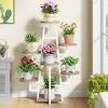 Modern Industrial Indoor Multi-Tier Plant Stand with White Metal Frame