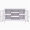 White Wood 43-inch TV Stand with Glass Panel Doors