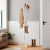 Solid Wood Coat Rack in White Finish with 10 Hooks