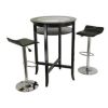 Set of 2 Modern Air-Lift Adjustable Bar Stools with Black Seat