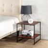 Modern Steel Frame End Table Nightstand in Brown