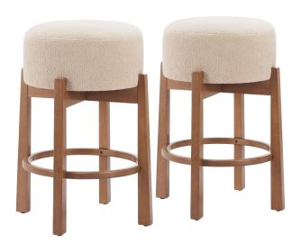 Nade Counter Stool Beige & Walnut