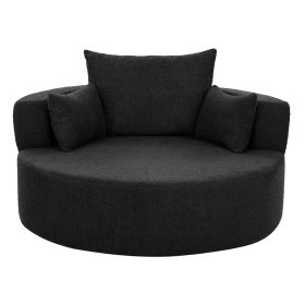 Vtng Furniture, 360° Swivel Accent Barrel Chair With Removable Pillows, Black Chenille