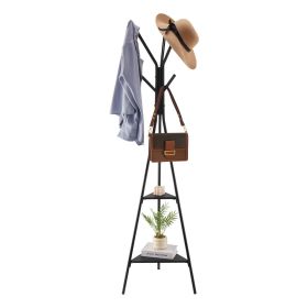 VEVOR Coat Rack Freestanding Coats Rack Stand with 2 Shelves & 6 Hooks
