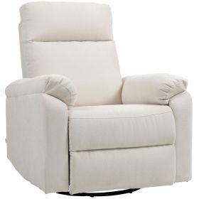 Recliner Chair, Wide Swivel Rocker Chair, Overstuffed Single Sofa with Pocket Spring, Footrest, Quick Assembly, Cream