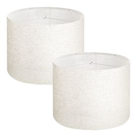 Drum Lamp Shade 2 Set 13 x 13 x 10 inches Medium Round Lampshade (Light Linen)