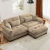 Over Size Modern Two-seater Sofa with Ottoman, Velvet 2-Seater with Round Bolster Armrests,With Waist Pillow and Throw Pillows
