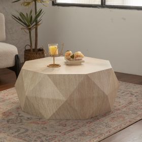 Modern Farmhouse Coffee Table Drum Coffee Table, American Natural Retro Style Coffee Table for Office, Dining Room and Living Room