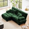 Cloud Couch Sectional Sofa for Living Room, Chenille 2 Seater Sofa with 2 Lumbar pillows and 2 throw pillows