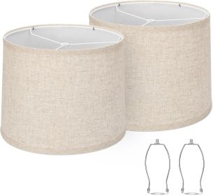 Lampshades Set of 2, Drum Lampshades 11.6" Top x 12.6" Bottom x 9.8" High, Seaside village Medium Lampshades (Spider Fitter)