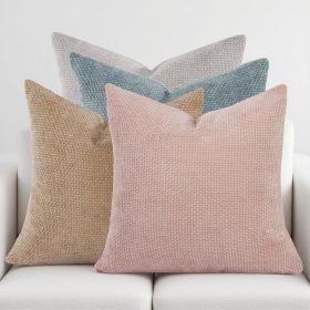Light Green/Pink Throw Pillow Covers 18x18 Set of 4, Boho Soft Chenille Throw Pillow Cases