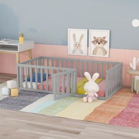 Twin Size Wood Daybed Frame with Fence, Gray(OLD SKU :WF289661AAE)