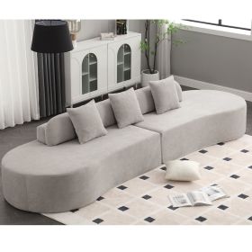Modern curved combination sofa, terrycloth fabric sofa, minimalist sofa in living room, apartment, no assembly required