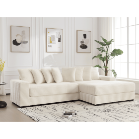 Oversized Two-Piece Couches, L Shaped Sofa, Corduroy, Right Chaise Daybed,with Armrests,Eight Throw Pillows,Corner Sofa