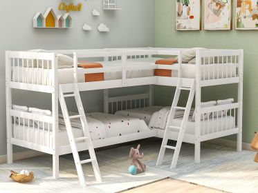 L-Shaped Bunk Bed with Ladder,Twin Size-Gray(OLD SKU :LP000020AAK)
