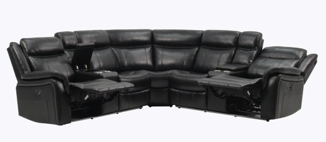 JUPITER BLACK LEATHER SECTIONAL