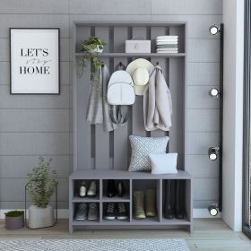 Tulcan 38" Wide Hall Tree with Bench and Shoe Storage, Entryway Bench with Coat Rack