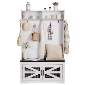 VEVOR Hall Tree Entryway Bench, LED Coat Rack with Shoe Storage, 42" Wide Mudroom Bench with Storage and Seating