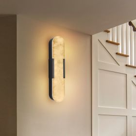 19.7" Natural Marble Wall Sconce, Black Sconces Set of Two, Indoor Modern Bathroom Sconces Wall Lighting for Living Room, Bedroom, Hallway, Stairs
